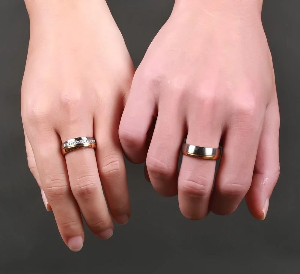 Bague de mariage plaqué or 24 carats pour femmes et hommes