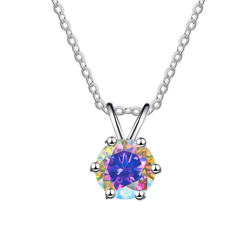 Collier charme en argent sterling 925 avec moissanite bleue 1 carat VVs1