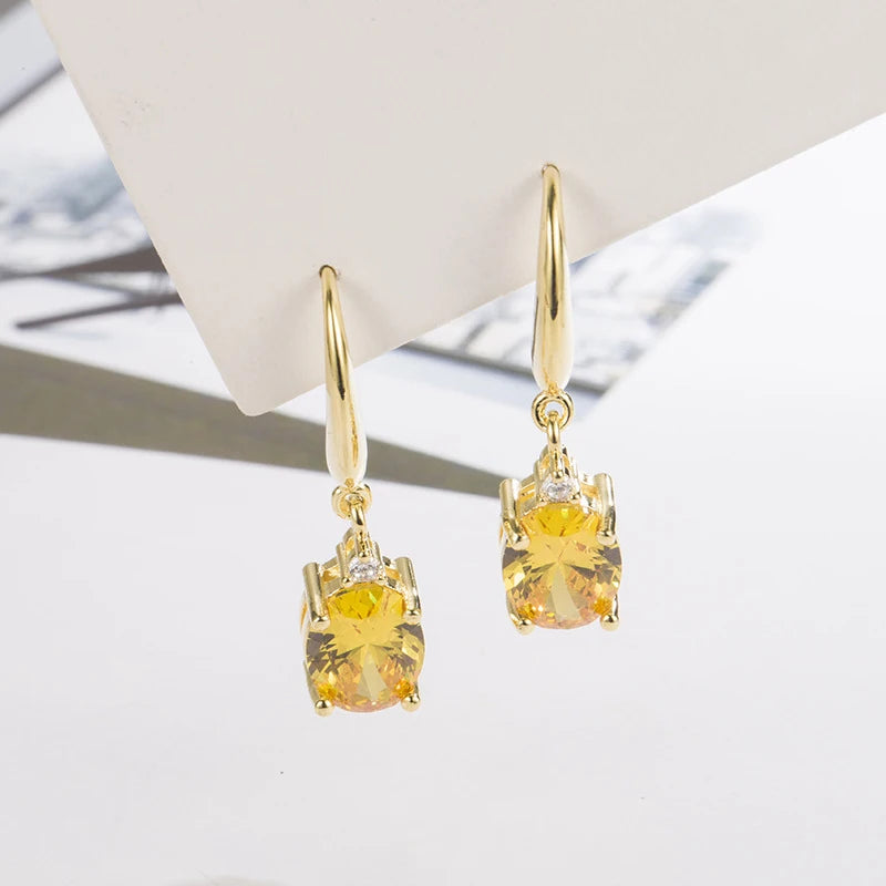 Boucles d'oreilles en argent sterling 925, bijoux ovale en citrine