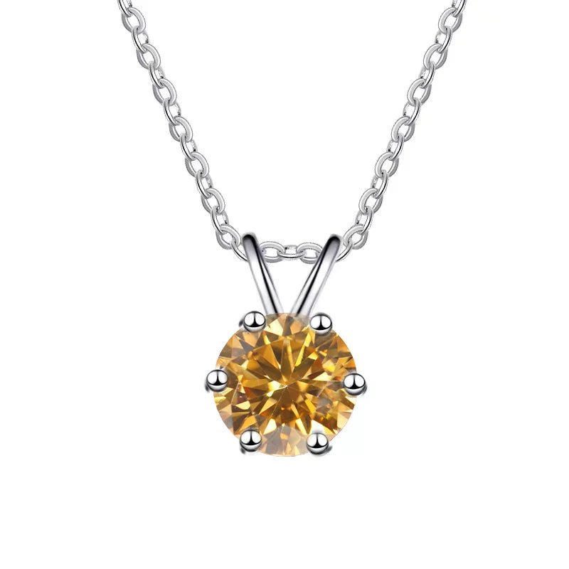 Collier charme en argent sterling 925 avec moissanite bleue 1 carat VVs1