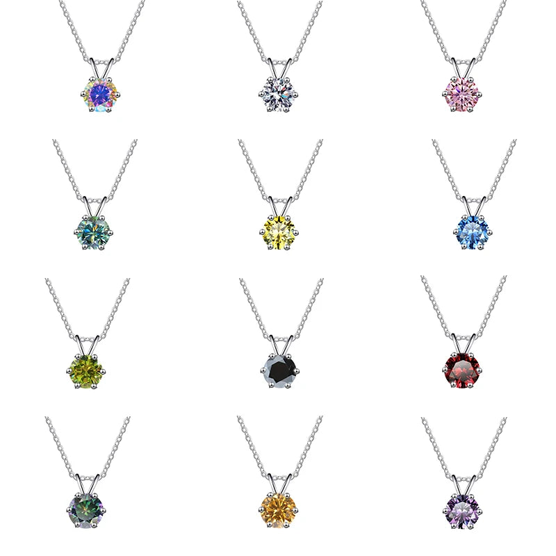 Collier charme en argent sterling 925 avec moissanite bleue 1 carat VVs1