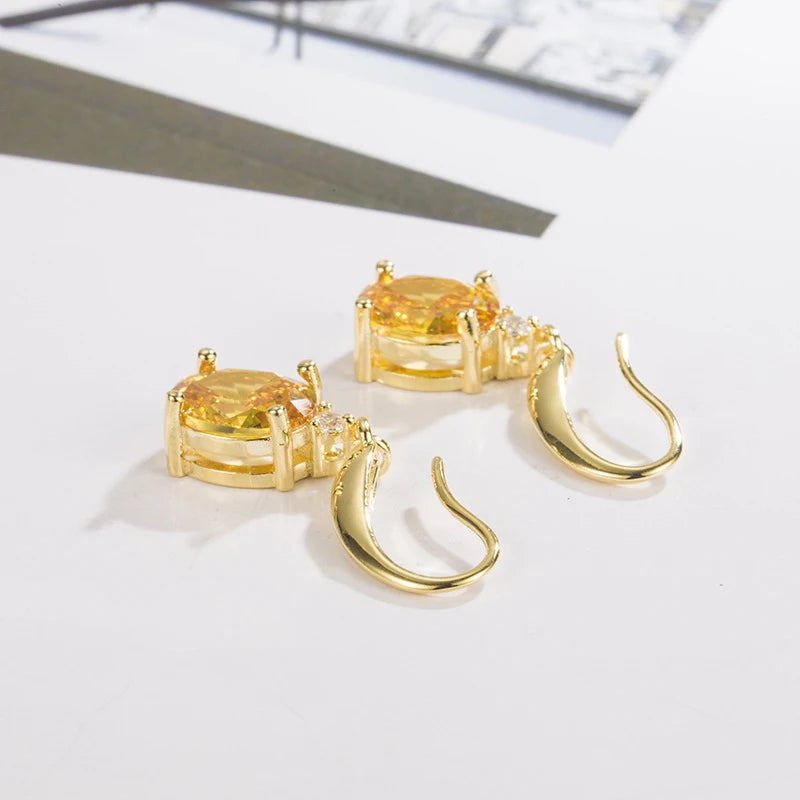 Boucles d'oreilles en argent sterling 925, bijoux ovale en citrine