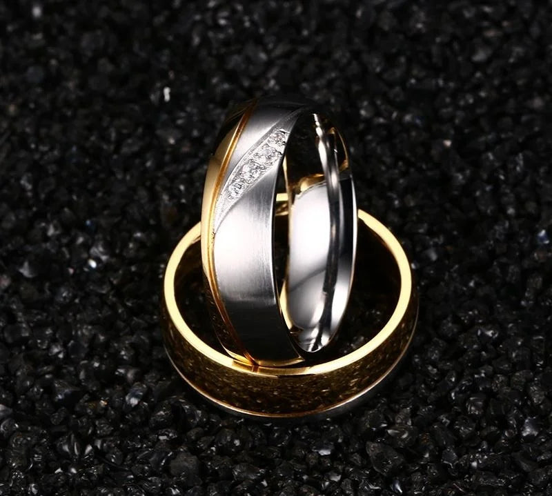Bague de mariage plaqué or 24 carats pour femmes et hommes