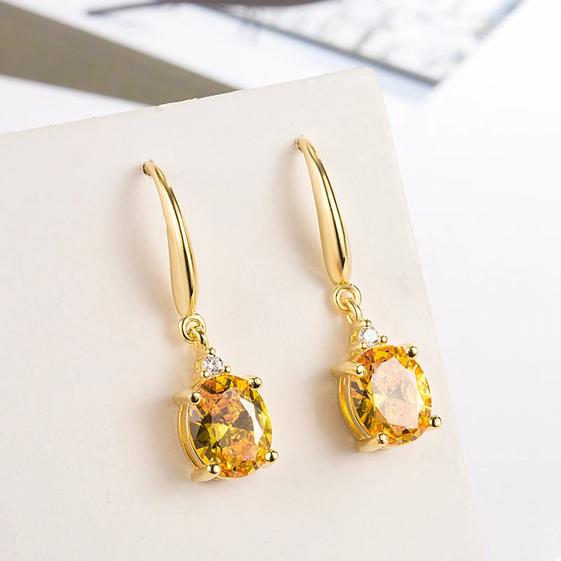 Boucles d'oreilles en argent sterling 925, bijoux ovale en citrine
