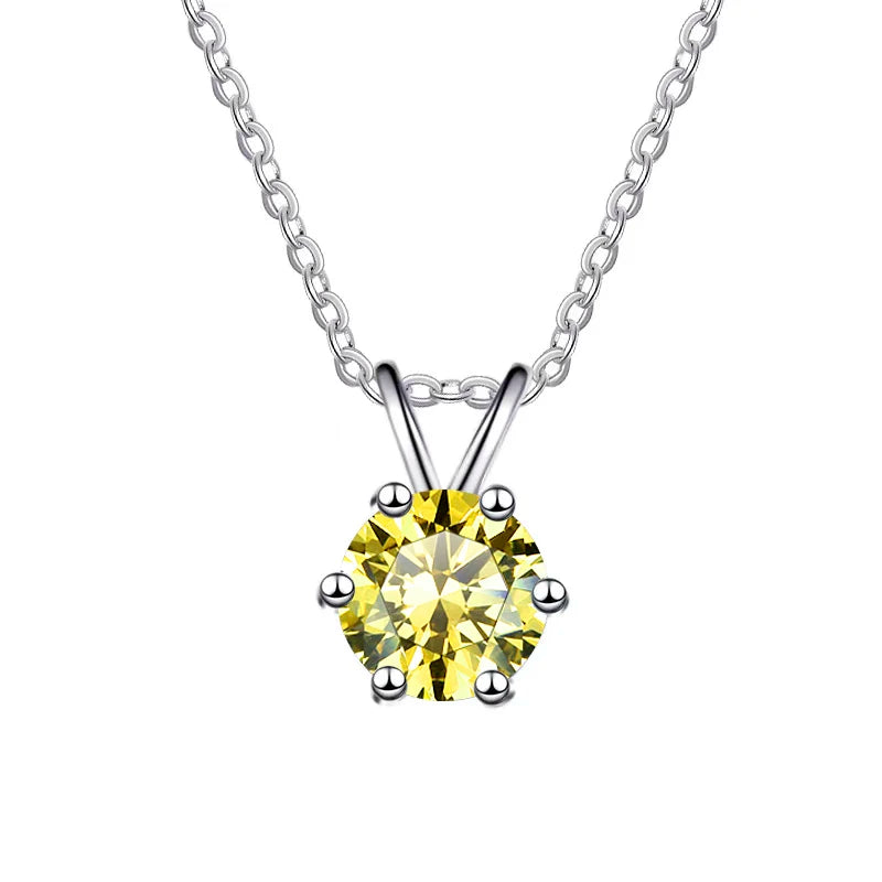 Collier charme en argent sterling 925 avec moissanite bleue 1 carat VVs1