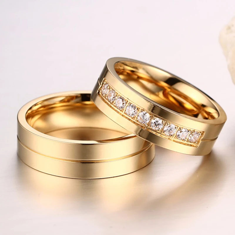 Bague de mariage plaqué or 24 carats pour femmes et hommes