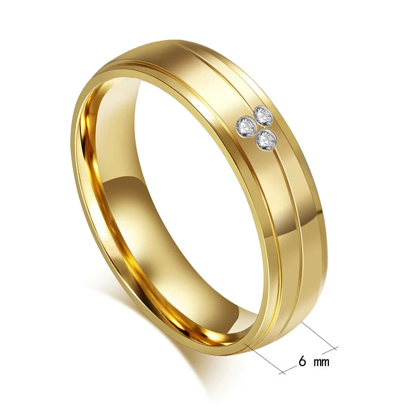 Bague de mariage plaqué or 24 carats pour femmes et hommes