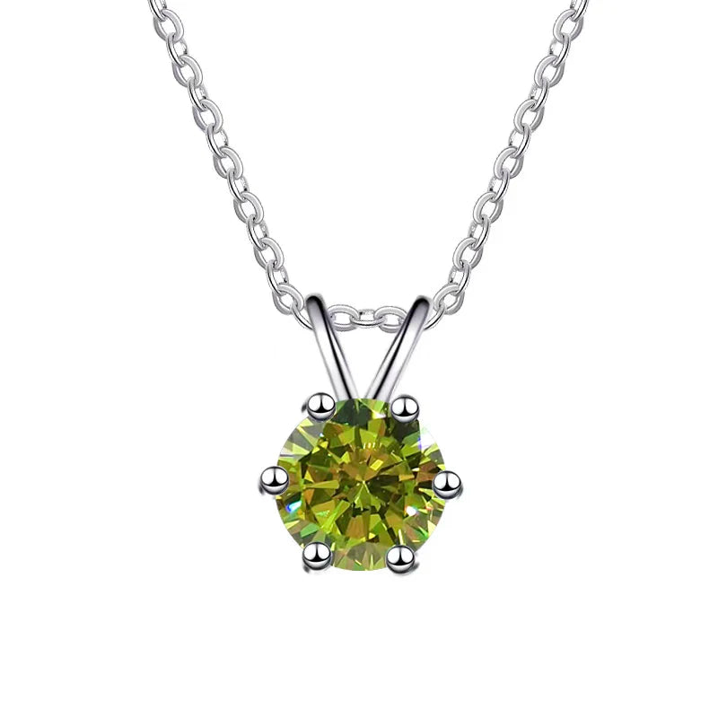 Collier charme en argent sterling 925 avec moissanite bleue 1 carat VVs1