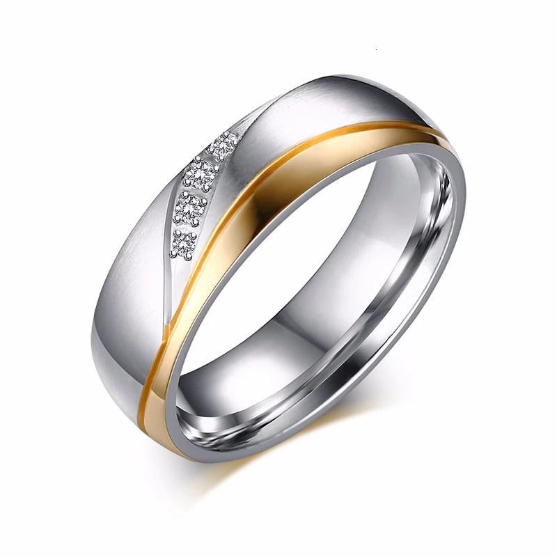 Bague de mariage plaqué or 24 carats pour femmes et hommes