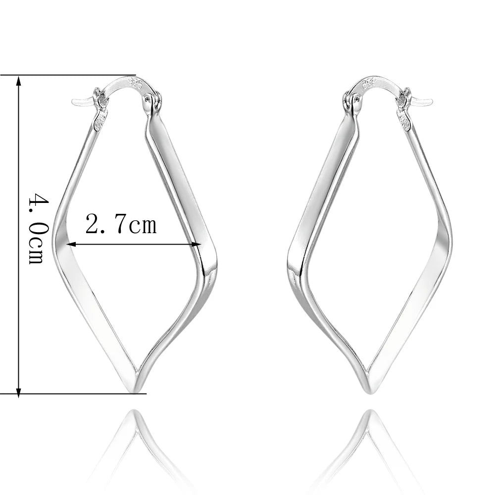 Boucles d'oreilles créoles en argent sterling 925, Trendy