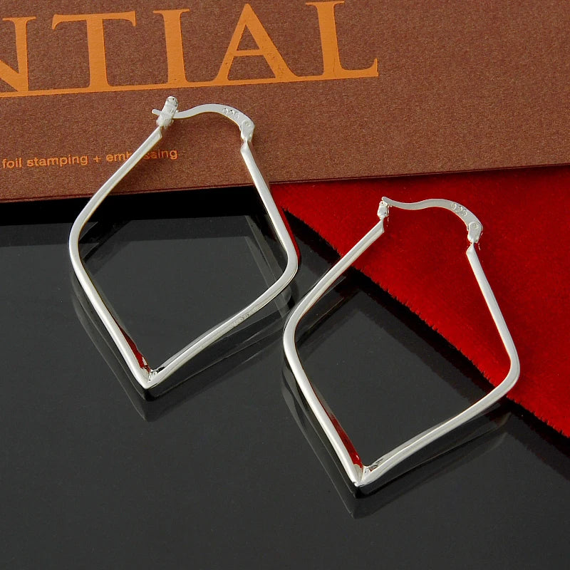 Boucles d'oreilles créoles en argent sterling 925, Trendy