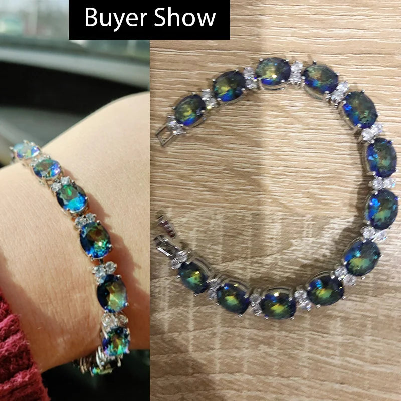 Bracelets Fashion de soirée, bijoux avec pierres en cristal CZ arc-en-ciel