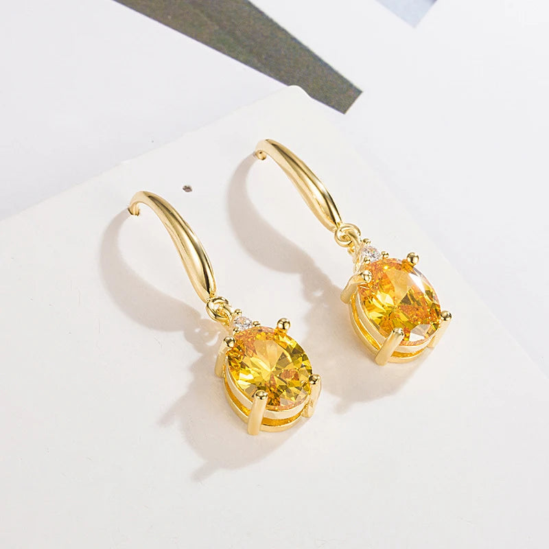 Boucles d'oreilles en argent sterling 925, bijoux ovale en citrine
