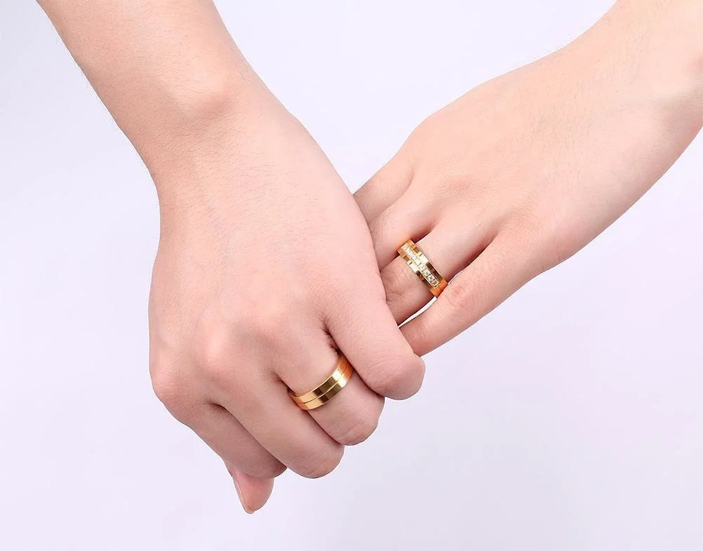 Bague de mariage plaqué or 24 carats pour femmes et hommes