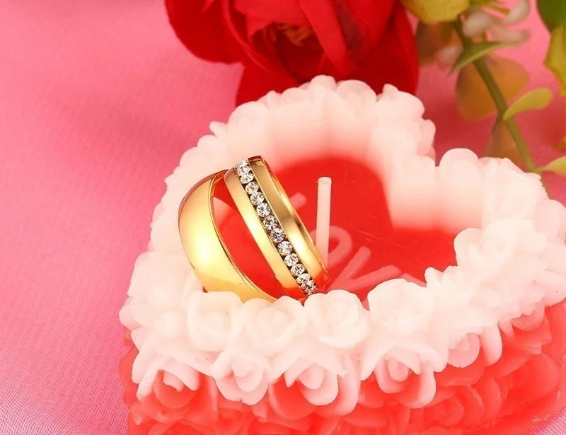 Bague de mariage plaqué or 24 carats pour femmes et hommes