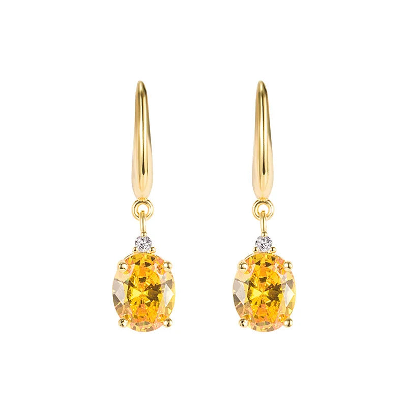 Boucles d'oreilles en argent sterling 925, bijoux ovale en citrine