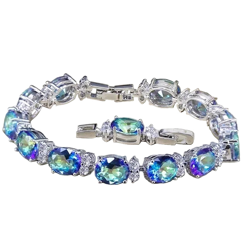 Bracelets Fashion de soirée, bijoux avec pierres en cristal CZ arc-en-ciel