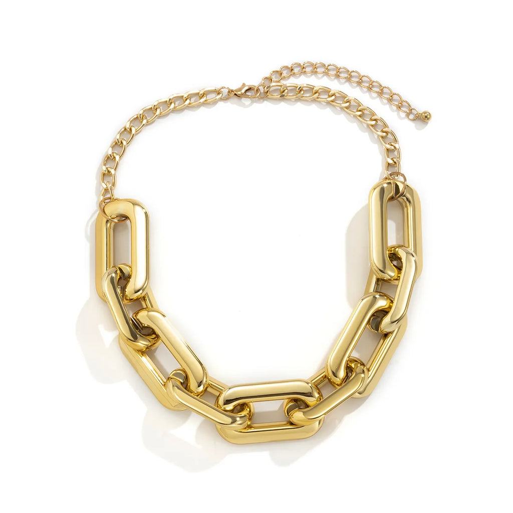 Collier carré épais style Fashion, couleur or rétro ou argent, fantasy