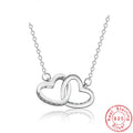 Collier pendentif cœur double, argent sterling 925, strass en or rose