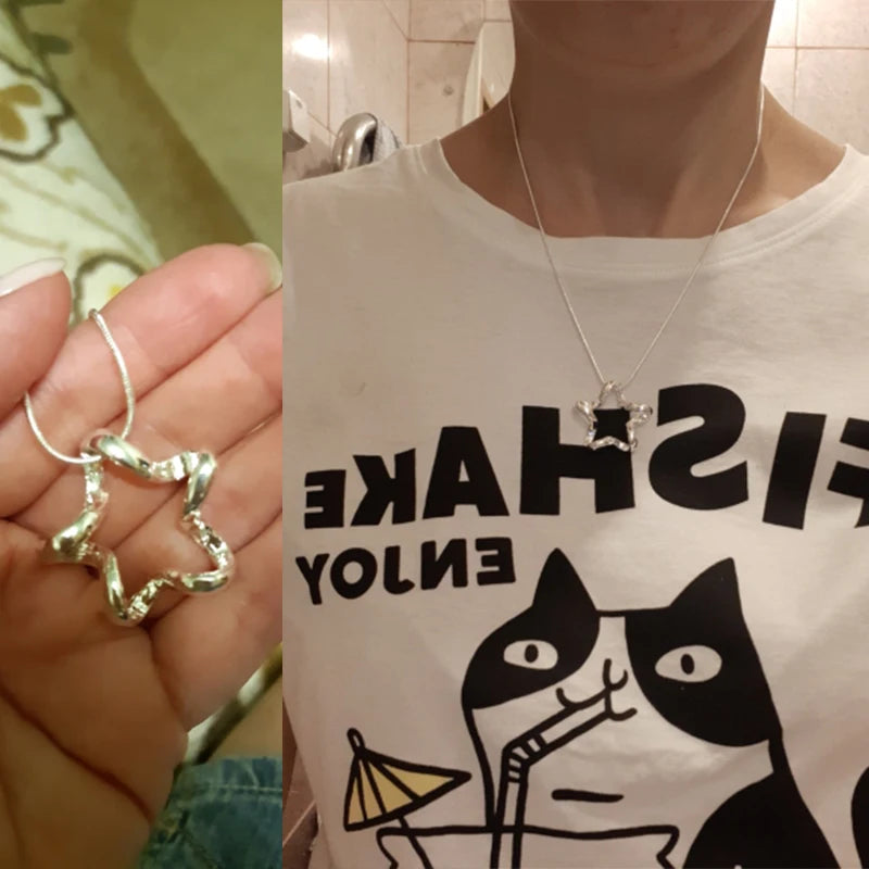 Collier pendentif étoile de mer en argent sterling 925 chaîne serpent