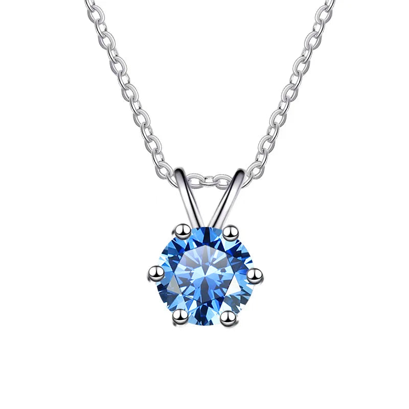 Collier charme en argent sterling 925 avec moissanite bleue 1 carat VVs1
