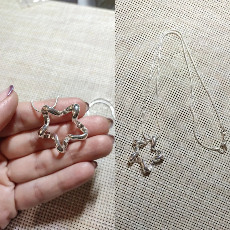 Collier pendentif étoile de mer en argent sterling 925 chaîne serpent