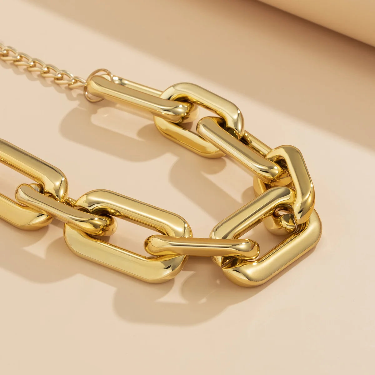 Collier carré épais style Fashion, couleur or rétro ou argent, fantasy