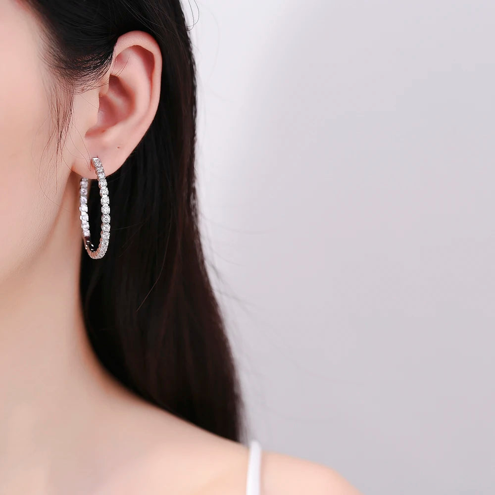 Boucles d'oreilles créoles grandes rondes 39 mm en argent Sterling 925