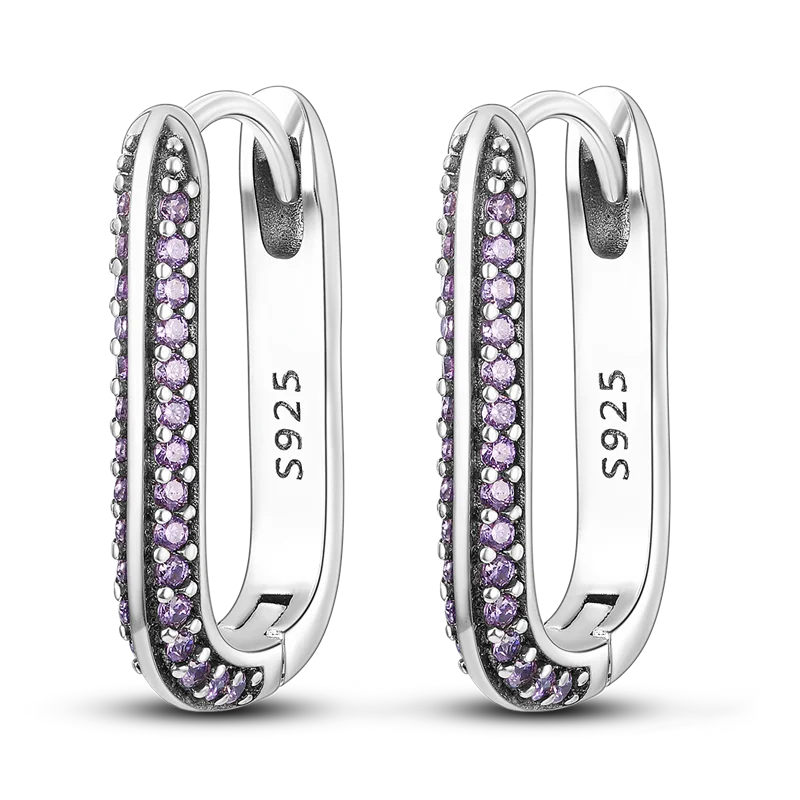 Boucles d'oreilles en argent sterling 925  minimaliste avec zircon bleu