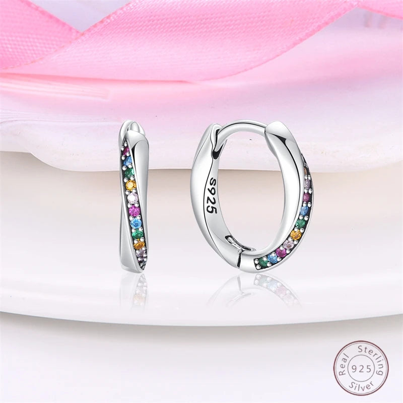Boucles d'oreilles en argent sterling 925 brillant multicolores