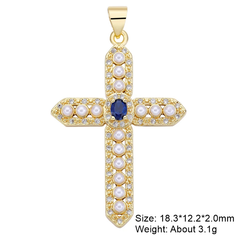 Pendentif croix en plaqué or 18K