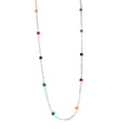 Collier en argent sterling 925 avec perles multicolores géométriques simples