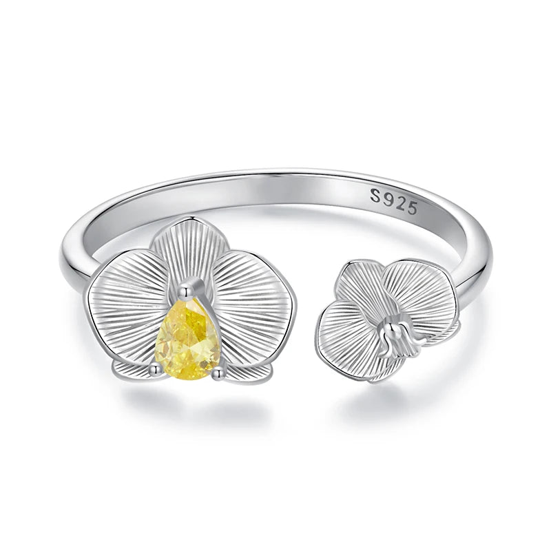 Bague en argent sterling 925 bijou chanceux en fleur plaqué or blanc