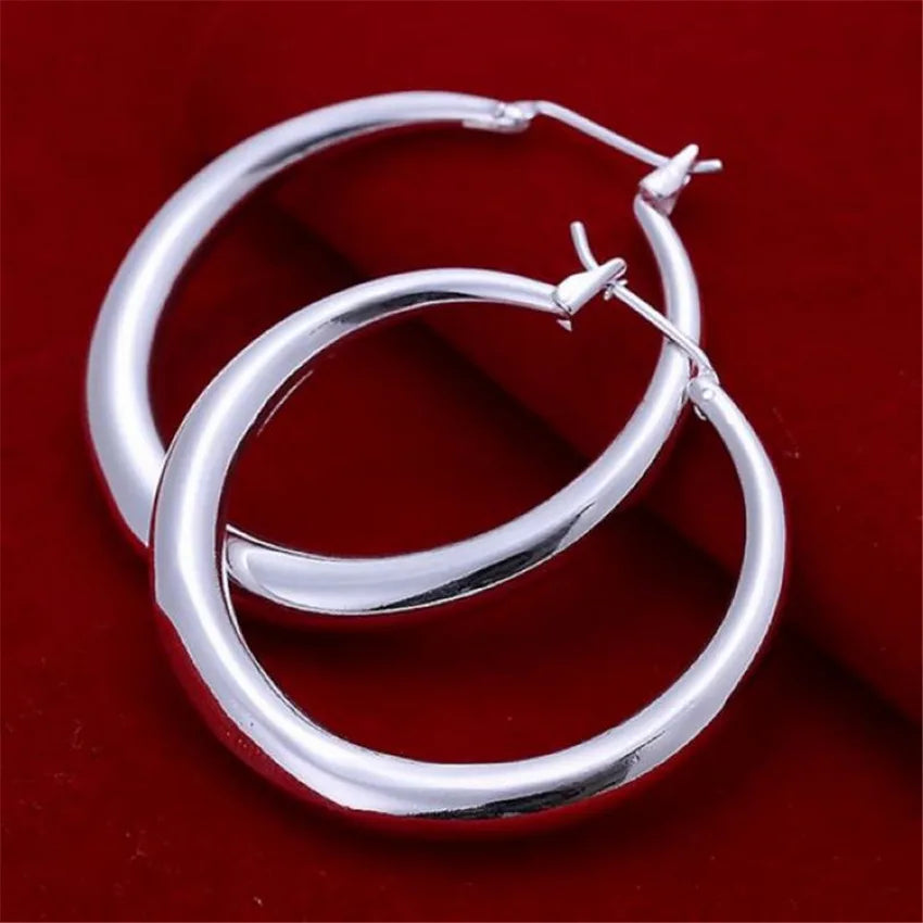 Boucles d'oreilles créoles en argent sterling 925, Trendy