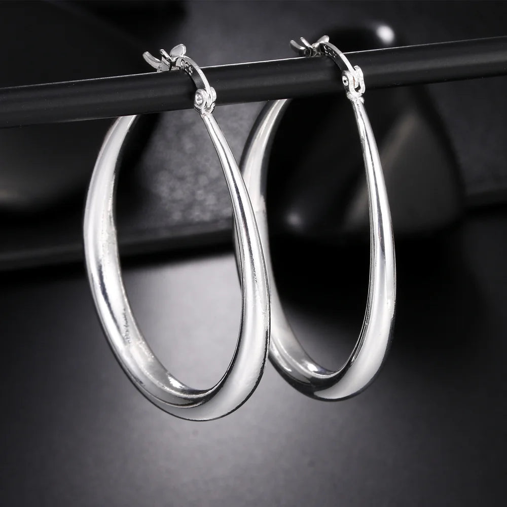 Boucles d'oreilles créoles en argent sterling 925, Trendy