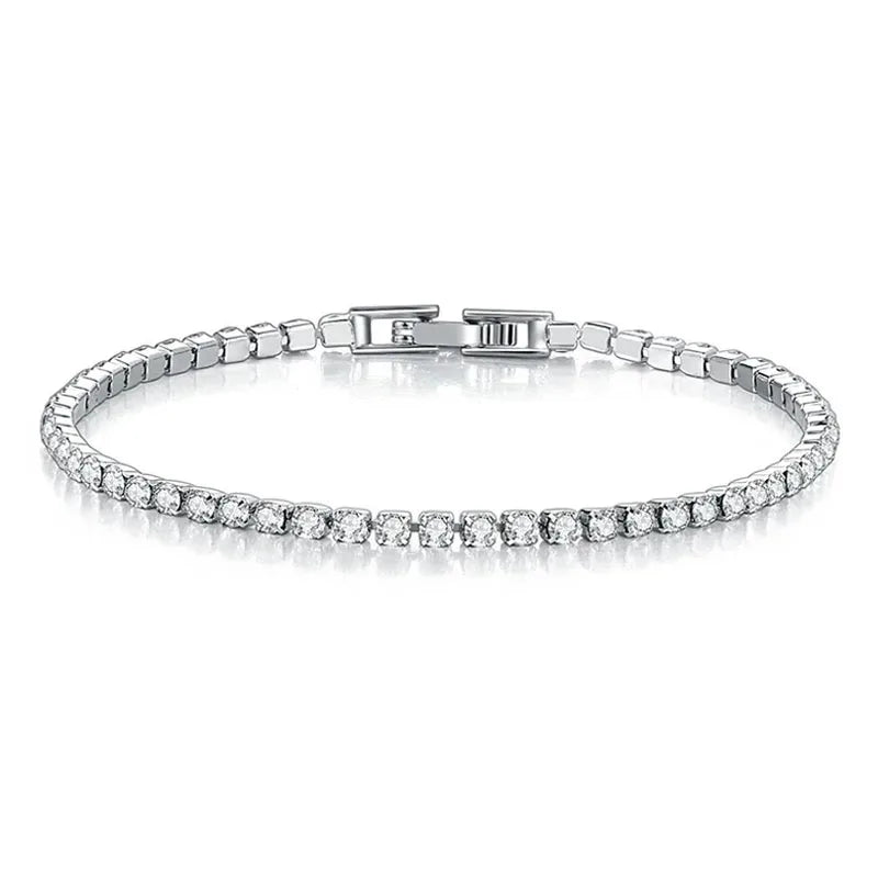 Bracelet tennis en argent sterling 925, charme luxueux