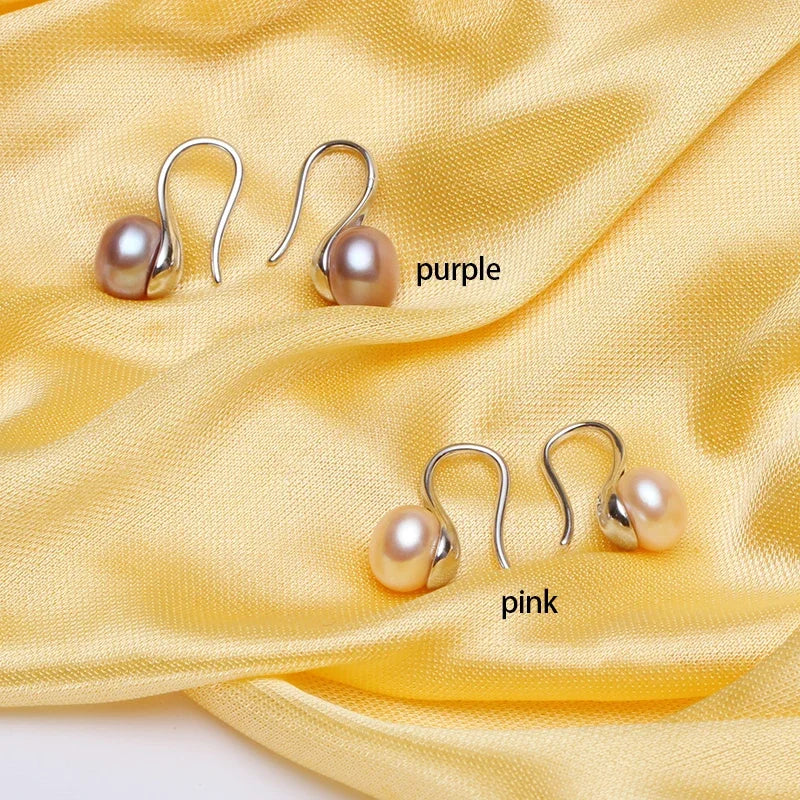 Boucles d'oreilles en perle naturelle en argent sterling 925 classiques