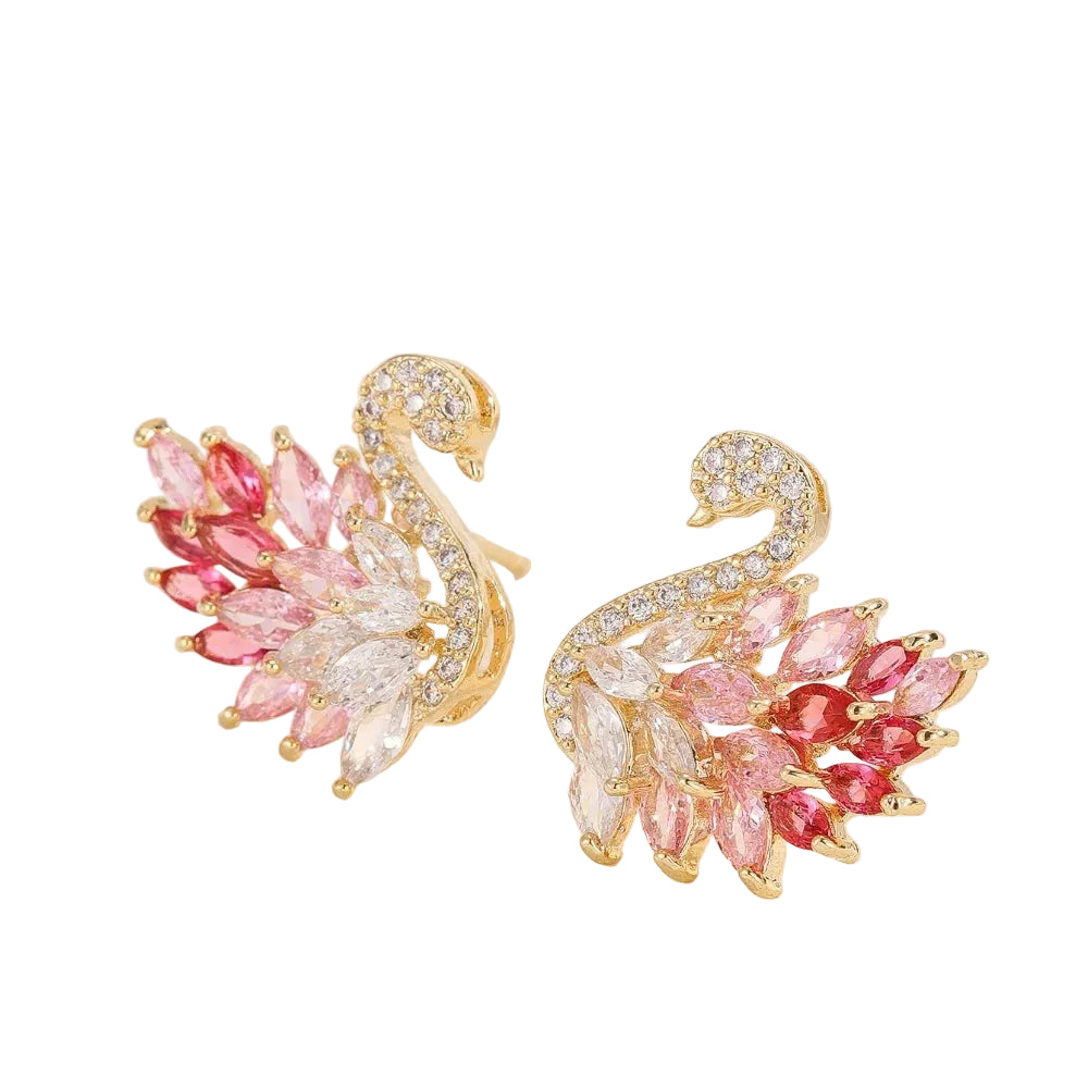 Boucles d'oreilles couleur forme cygne