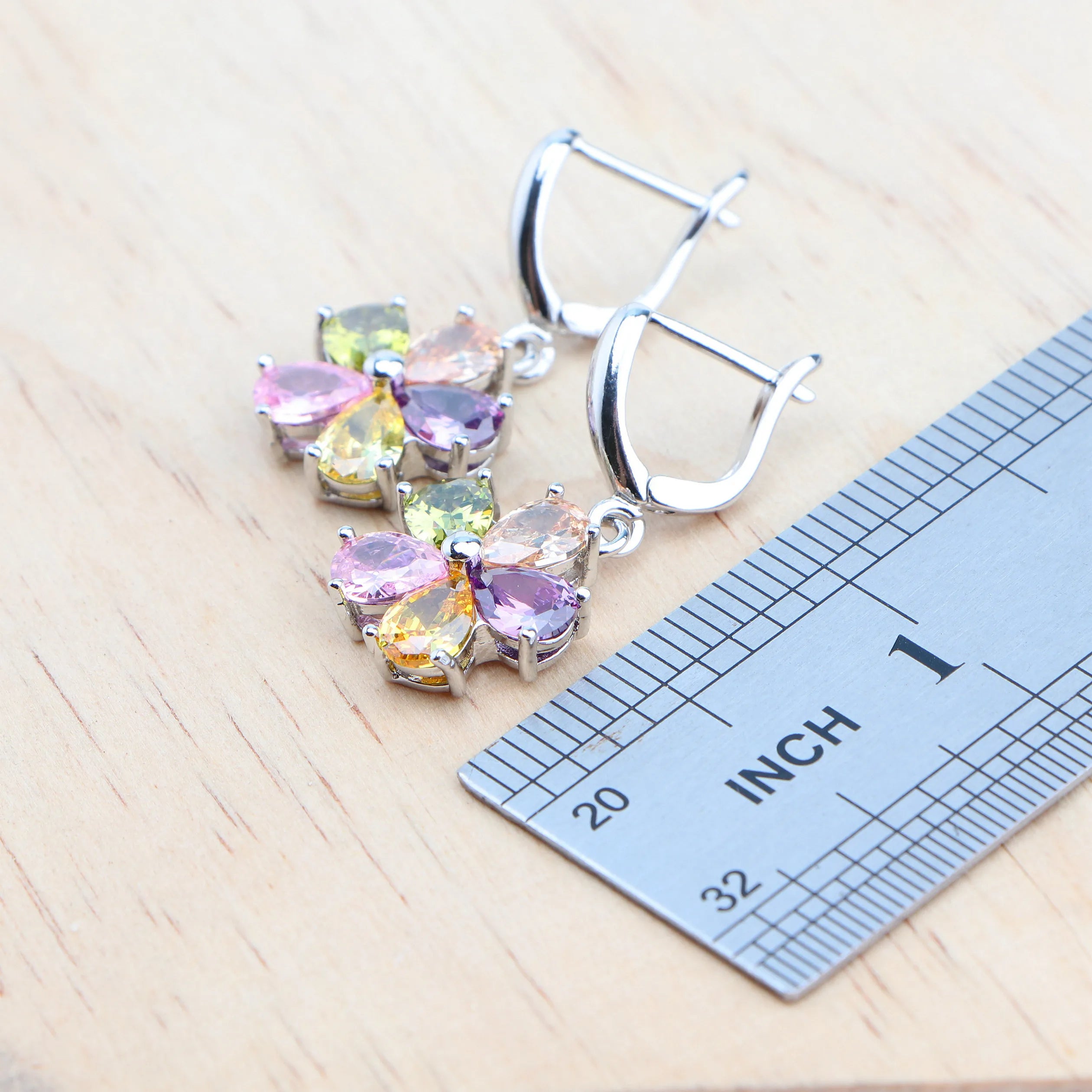 Ensembles de bijoux en argent sterling 925 Boucles d'oreilles colorées