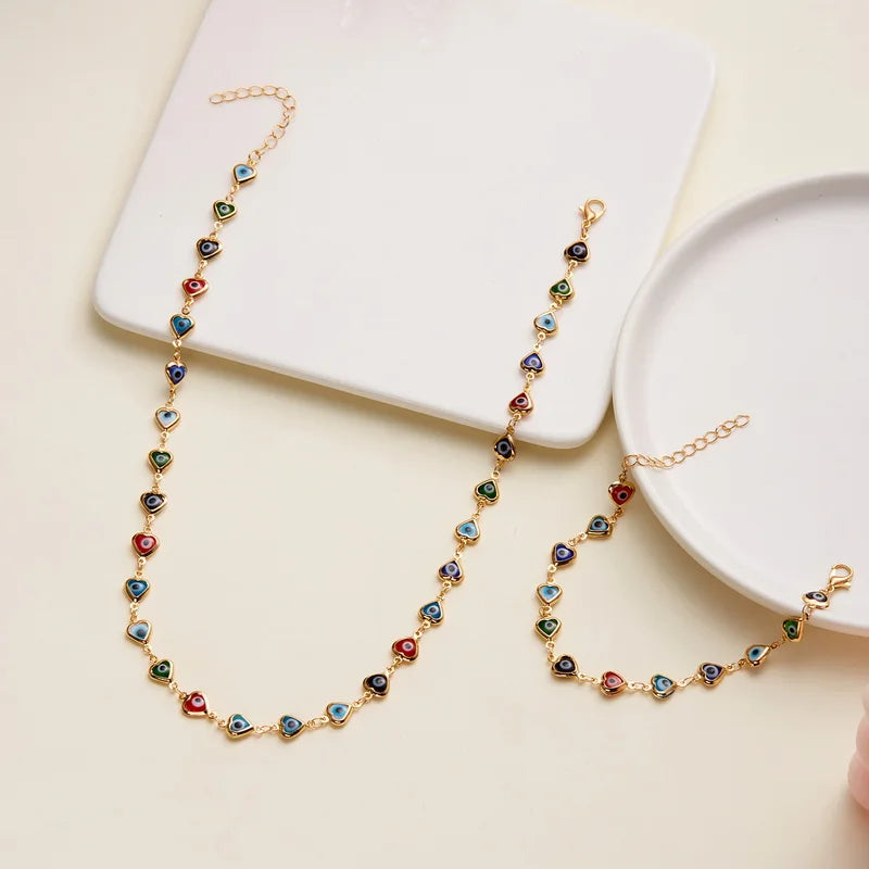 Bracelet ensemble pendentif cerise rouge, bracelet de cheville, collier