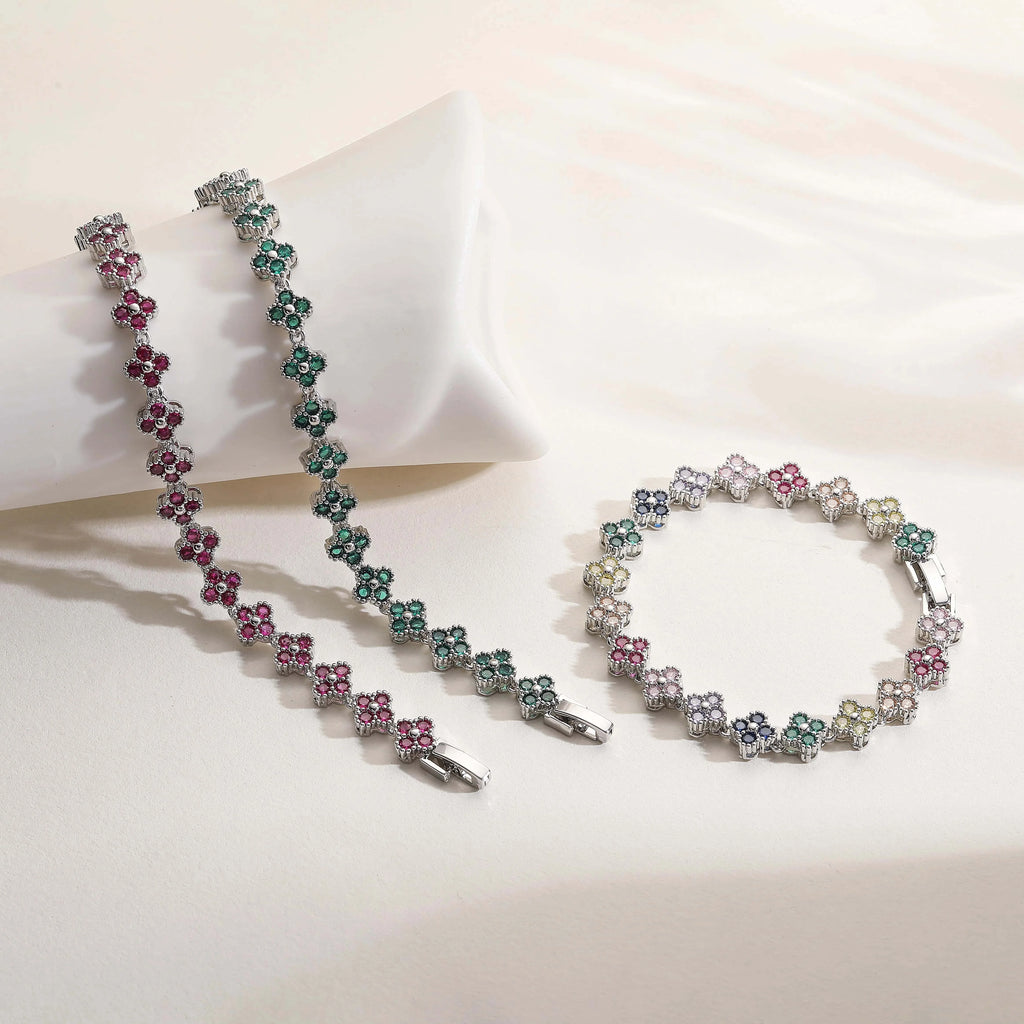 Bracelet  18k Plaquée or bijoux zircon cubique  multicolore