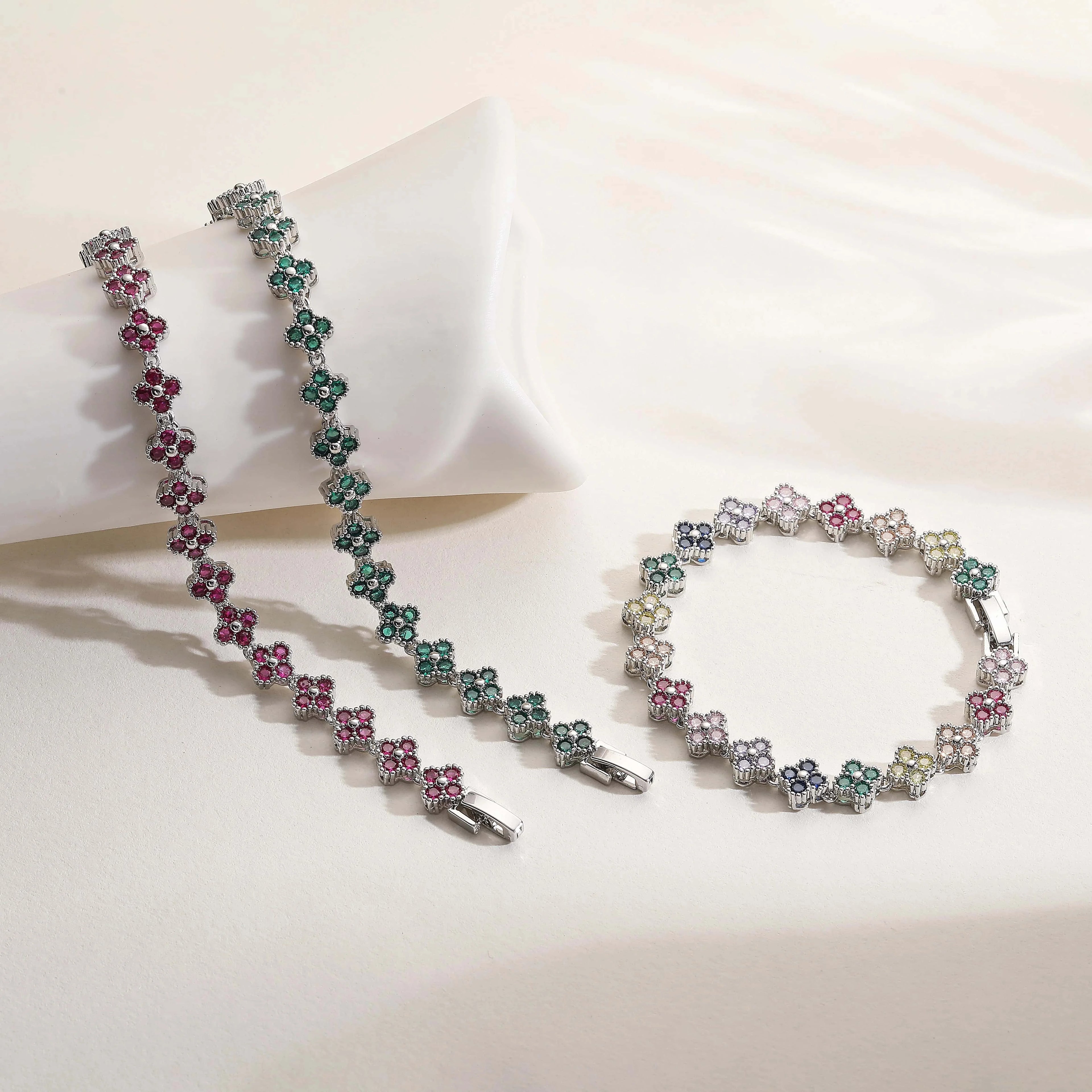 Bracelet  18k Plaquée or bijoux zircon cubique  multicolore