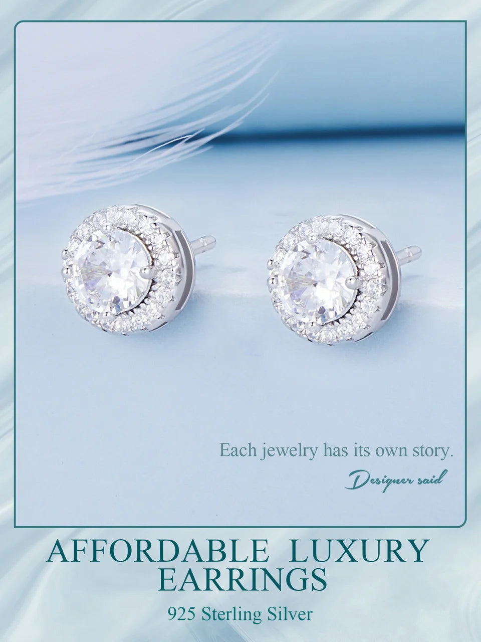 Boucles d'oreilles clous forme  ronde en argent sterling 925