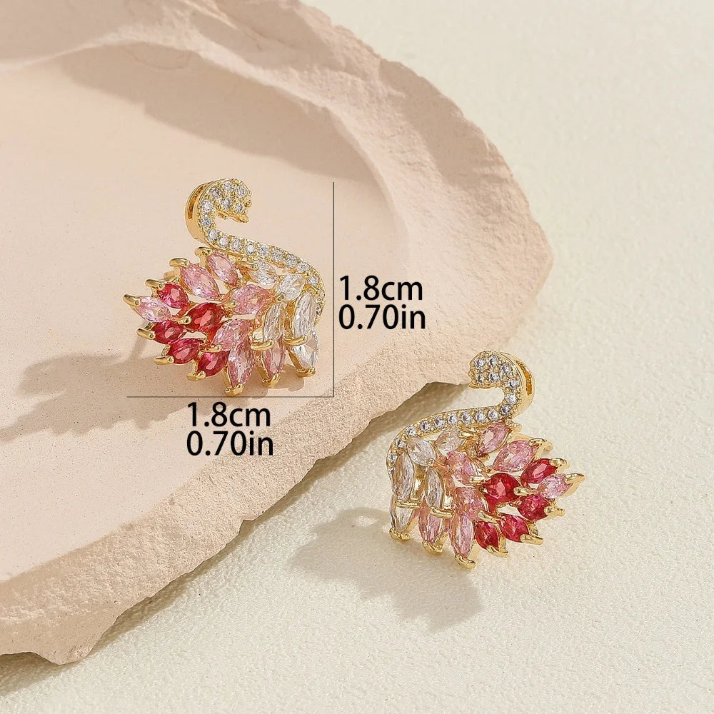 Boucles d'oreilles couleur forme cygne