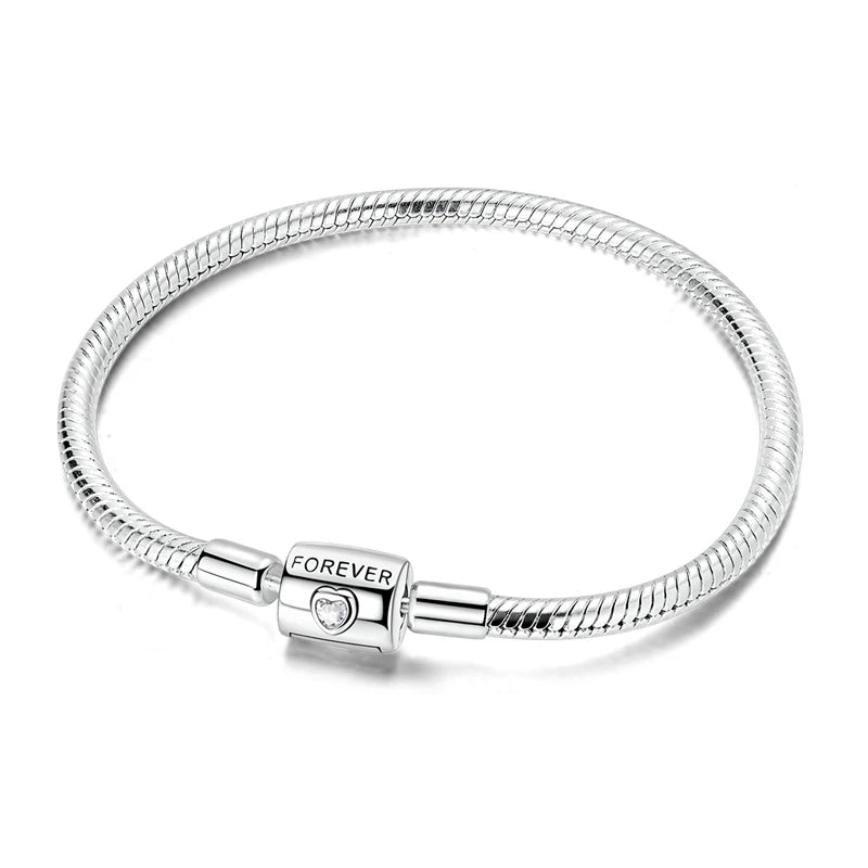 Bracelets en argent sterling 925 en forme de cœur doré scintillant
