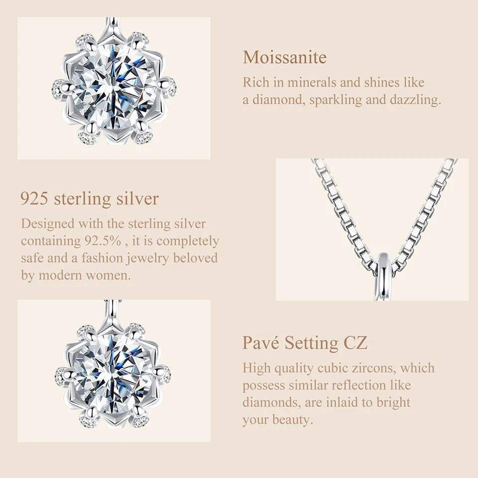 Collier bourgeon de fleur moissanite 0,5 carat pendentif en argent sterling 925 avec chaîne à maillons