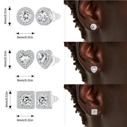 Boucles d'oreilles clous forme  ronde en argent sterling 925