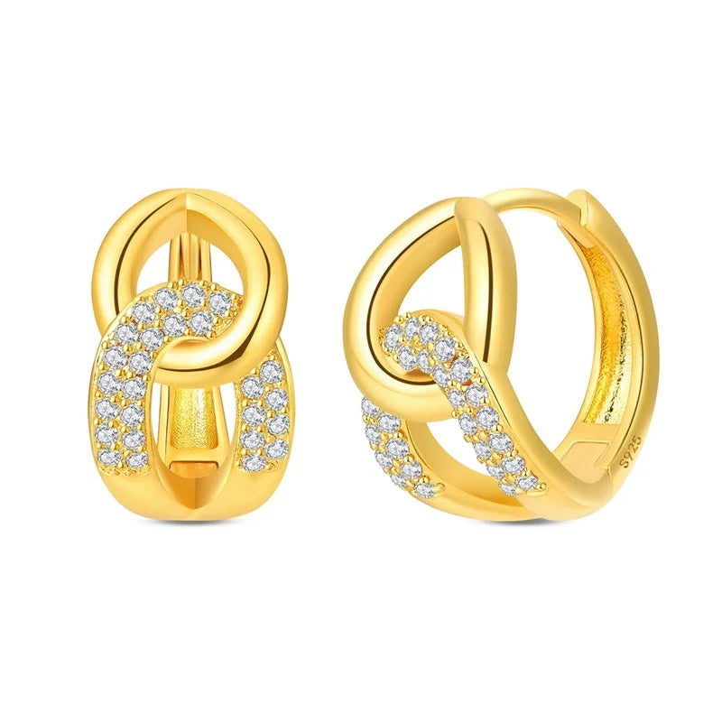 Boucles d'oreilles créoles en argent sterling 925 avec zircon scintillant