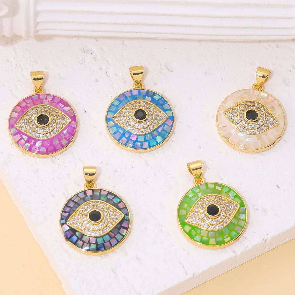 Pendentifs main de Fatima et Charms en coquillage d'opale plaqués or 18K