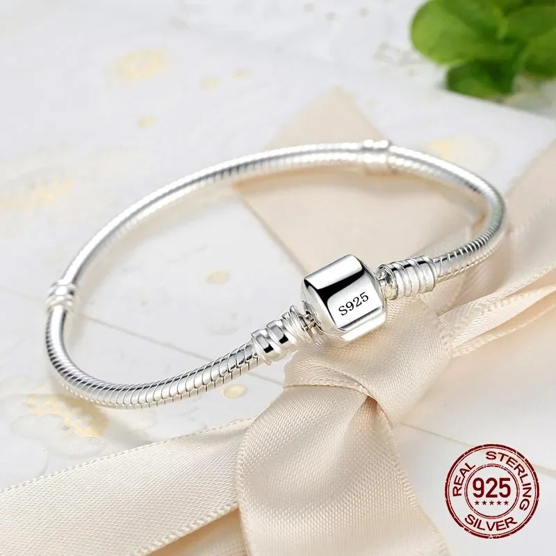 Bracelet en argent sterling 925, os de serpent doux